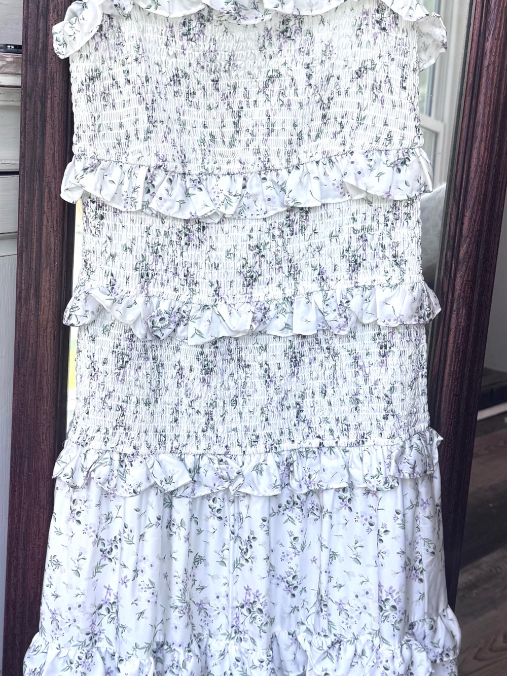 Antonio Melani Floral Smocked Fitted to Hips Dress Ruffle Cottagecore S8 - Picture 3 of 14